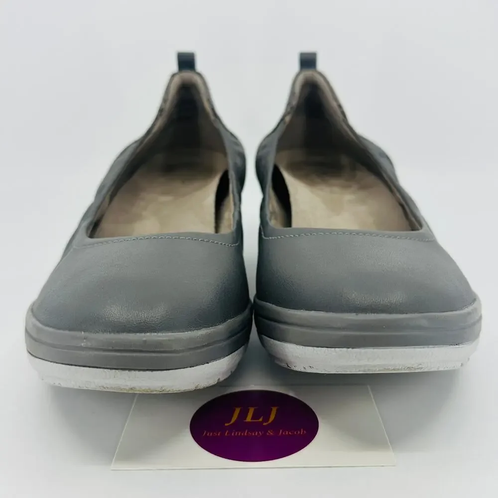Vionic Women's Jacey Gray Leather Slip On Comfort Wedges Charcoal/Leopard Size 8